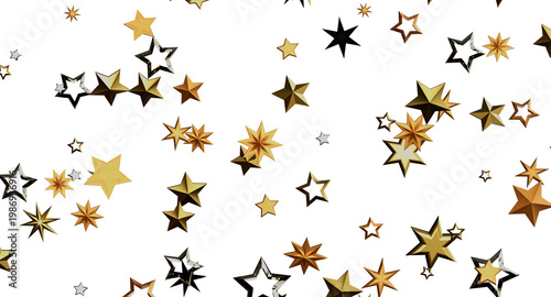 Golden stars floating on wh...