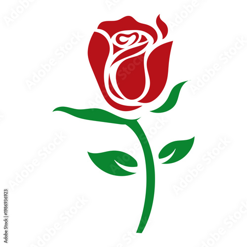 Minimalist Stylized Red Rose Illustration