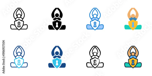 Private session icons set multiple style collection. Editable stroke 
