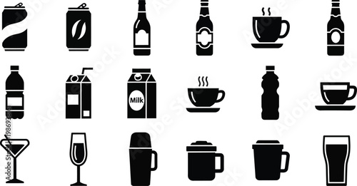 Black and white beverage on white background beverage drink symbols coffee wine