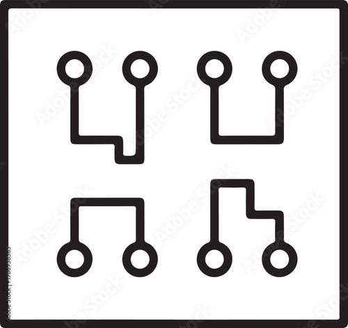 Digital logic gate diagram representing processor architecture and integrated circuits for computing technology