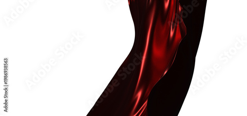 Luxurious abstract background featuring flowing red silk against a contrasting black backdrop, ideal for design projects