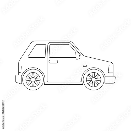 Simple line icon of a cute car. Vector of a cute four passenger car for urban roads.