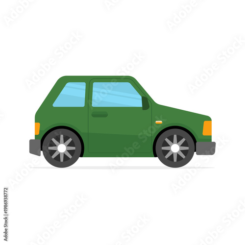 Cute sedan car illustration. Cute green car vector clipart.