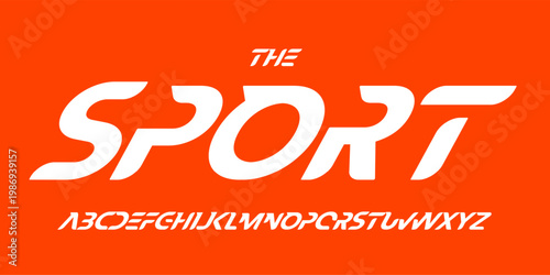 Speed race font, bold italic letters, dynamic alphabet for car racing logo and headline, automotive typography, sport game design. Vector typographic design