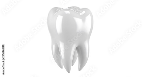 A realistic isolated rendering of a healthy human molar tooth