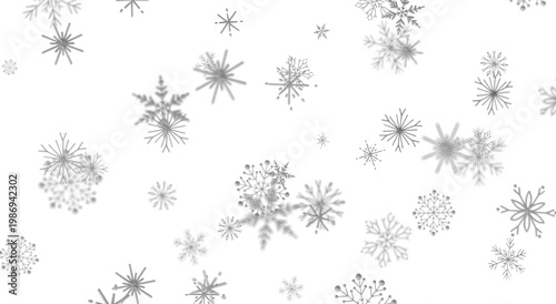 Falling snowflakes on a whi...
