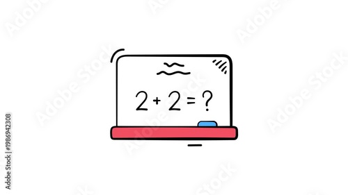 Hand drawn board with math equation representing classroom mathematics