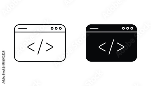 Code Window Icon Set Programming Development Digital Media