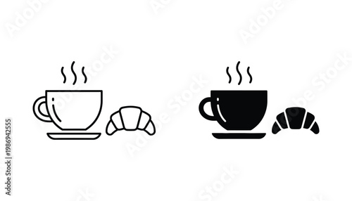 Hot Coffee Cup Croissant Morning Breakfast