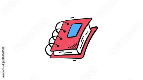 Take your hands on this trendy doodle style animated icon of notebook, premium vector