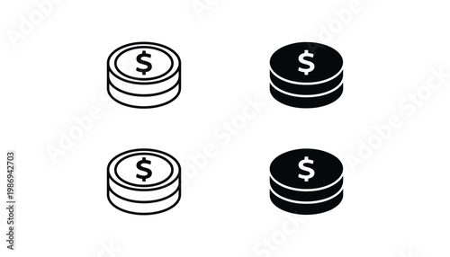 Dollar Coins Stack Financial Icon Symbol Commerce