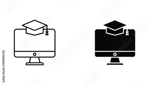 Computer Graduation Cap Education Online Learning Achievement