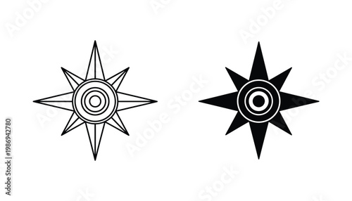Compass Star Icon Navigation Symbol Directional Guidance
