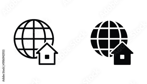 Globe House Icon Internet Global Network Connection
