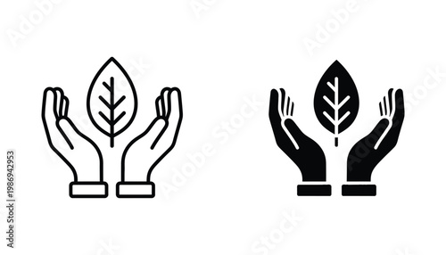 Hands Protecting Leaf Eco Symbol Care Concept