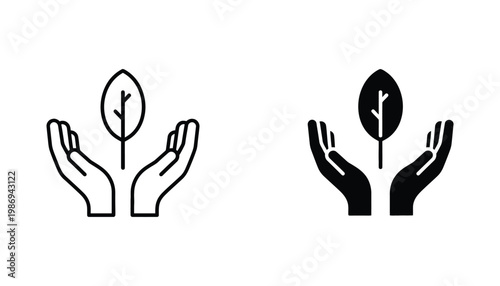 Hands Protecting Leaf Growth Concept Business