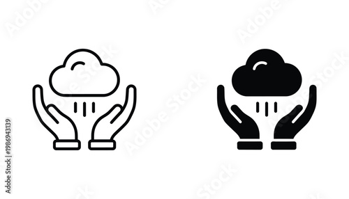 Cloud Rain Protection Hands Care Symbol
