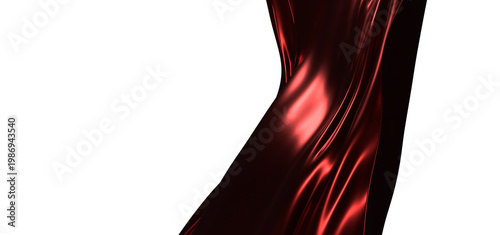 Abstract background of flowing red fabric with light reflections and shadows. Ideal for designs related to luxury, elega