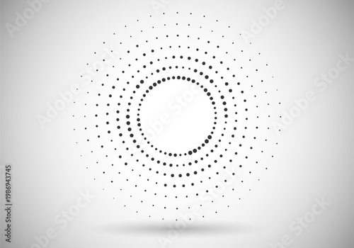 Circle halftone. Abstract dotted circles, halftones geometric dots gradient and pop art texture. Dot spray gradation vector