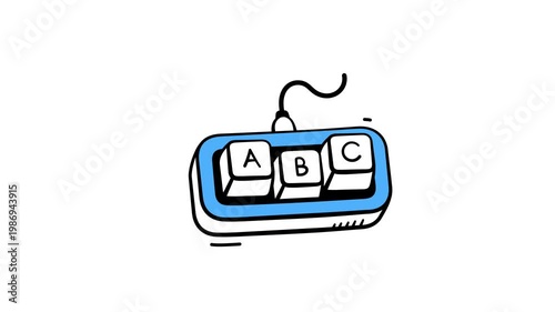 Here is a modern doodle style animated icon of keyboard, learning keyboard