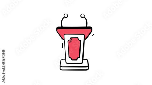 Doodle animated icon of speaker podium symbolizing presentations, assemblies, and student speeches