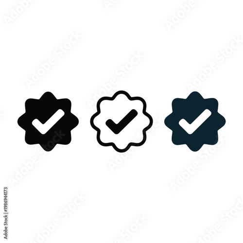 Three star shaped icons with checkmarks varying in color and style
