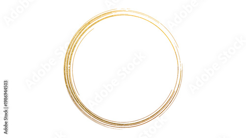 Golden rings stacked on a white background creating a circular form