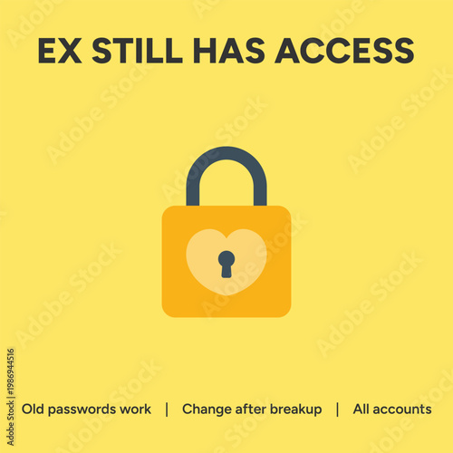 Digital padlock illustration representing personal account security risks after a romantic breakup and the need to update secret login credentials