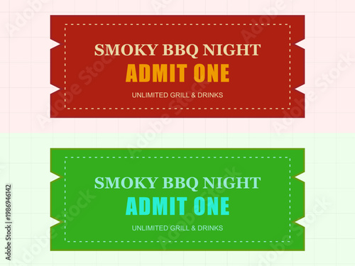 Smoky bbq night admit one tickets a festive event invitation design