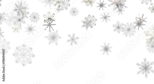 Falling snowflakes on a whi...