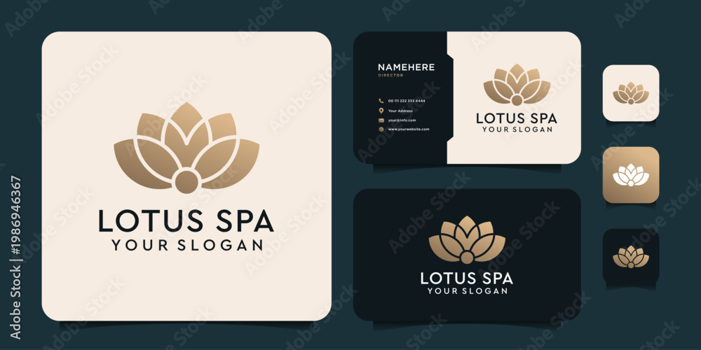 Fototapeta premium Lotus gold logo spa vector inspiration