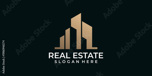 Gold modern luxury real estate logo design