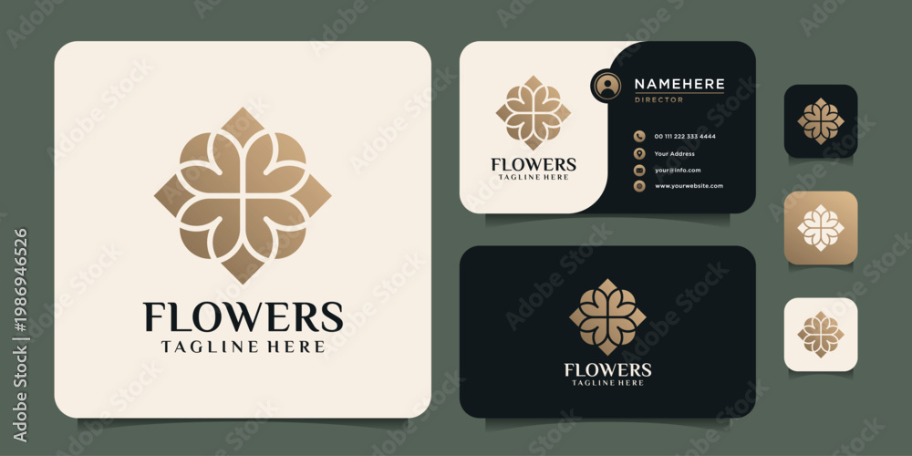 Naklejka premium Bloom flower logo icon design bundle
