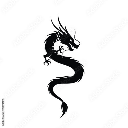 Black dragon silhouette illustration.
