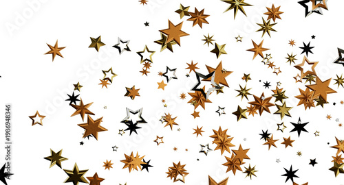 Festive gold stars on a whi...