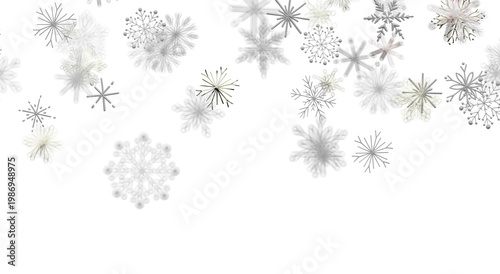 Falling snowflakes on white...