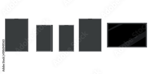 Technological Display: A collection of various screen devices, showcasing a range of display technologies. 