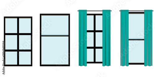 Architectural Array: A series of windows, each showcasing a unique design aesthetic, are presented in this composition, offering a study of architectural elements.