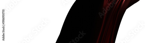 Dramatic abstract of flowing black and red fabric against a clean white backdrop. Perfect for textures, backgrounds, and