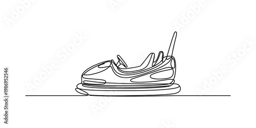 A single continuous line drawing of a bumper car icon isolated on a clean white background design Vector, illustration