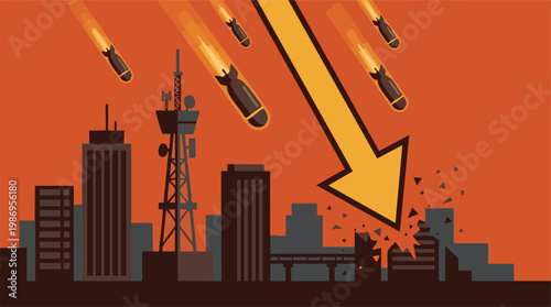 Financial Crisis: Falling Bombs and Downward Arrow on City