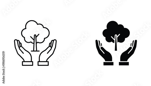 Tree Hands Protecting Environment Sustainability Icon