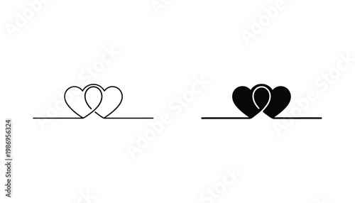 Two Hearts Connection Line Art Symbol