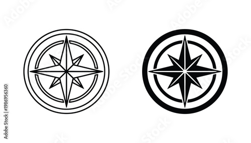 Compass Rose Navigation Symbol Directional Guidance Maritime Icon