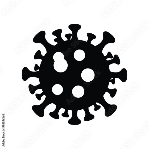 Black Covid 19 Virus Icon.