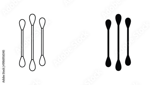 Cotton Swabs Personal Hygiene Bathroom Essentials Icon Set