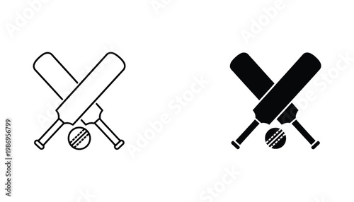 Cricket Bats Ball Sport Icon Graphic Symbol
