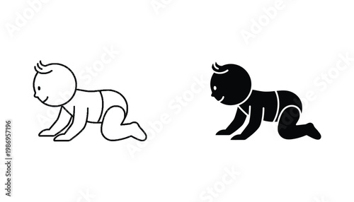 Baby Crawling Icon Development Milestone Concept