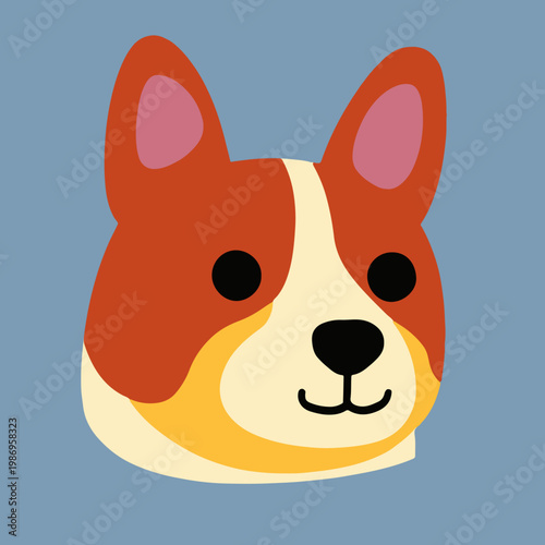 Cute Welsh Corgi Dog Face Portrait